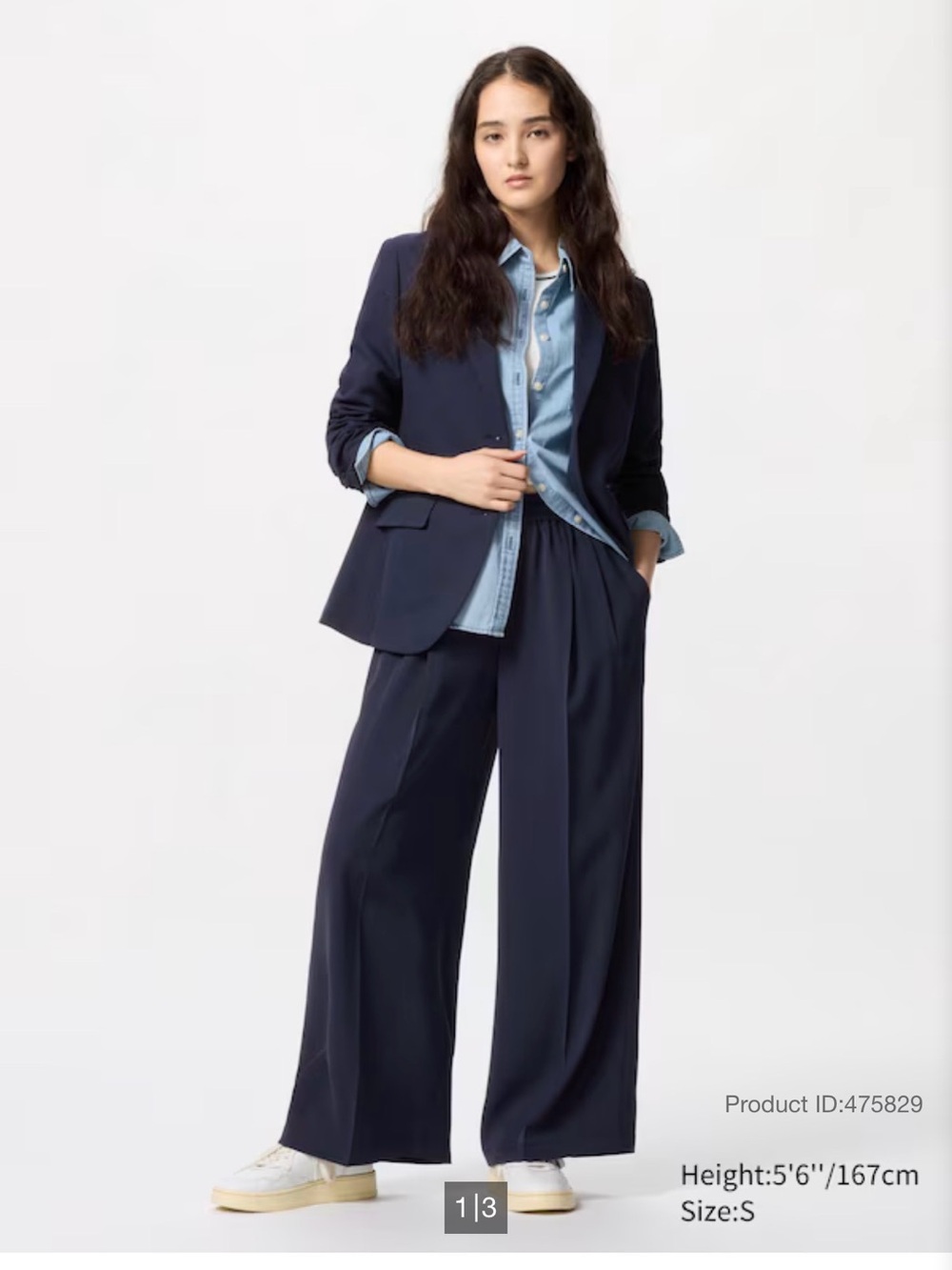 Uniqlo Women Smart Easy Wide Pants in navy